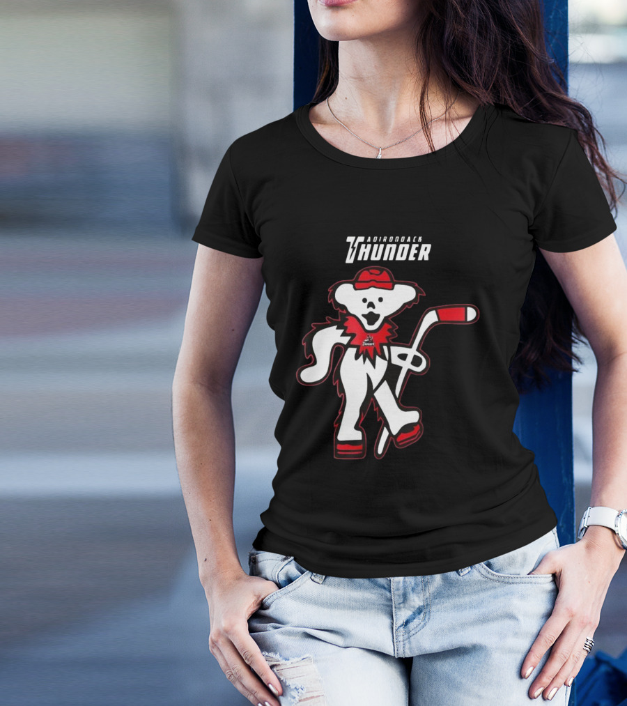 Adirondack Thunder Grateful Dead Night 2025 Hockey Bear T-Shirt