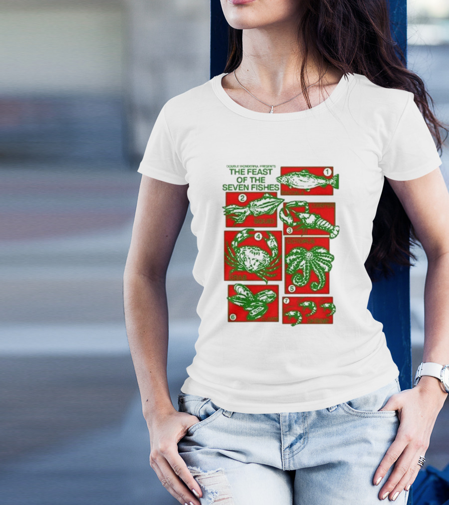 Double Wonderful Presents The Feast Of The Seven Fishes Fish Squid Lobster Crab Octopus Shrimp Clams T-Shirt