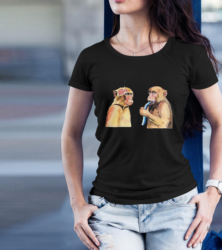 Neuron Activation Monkey Drinking Straw Connection T-Shirt