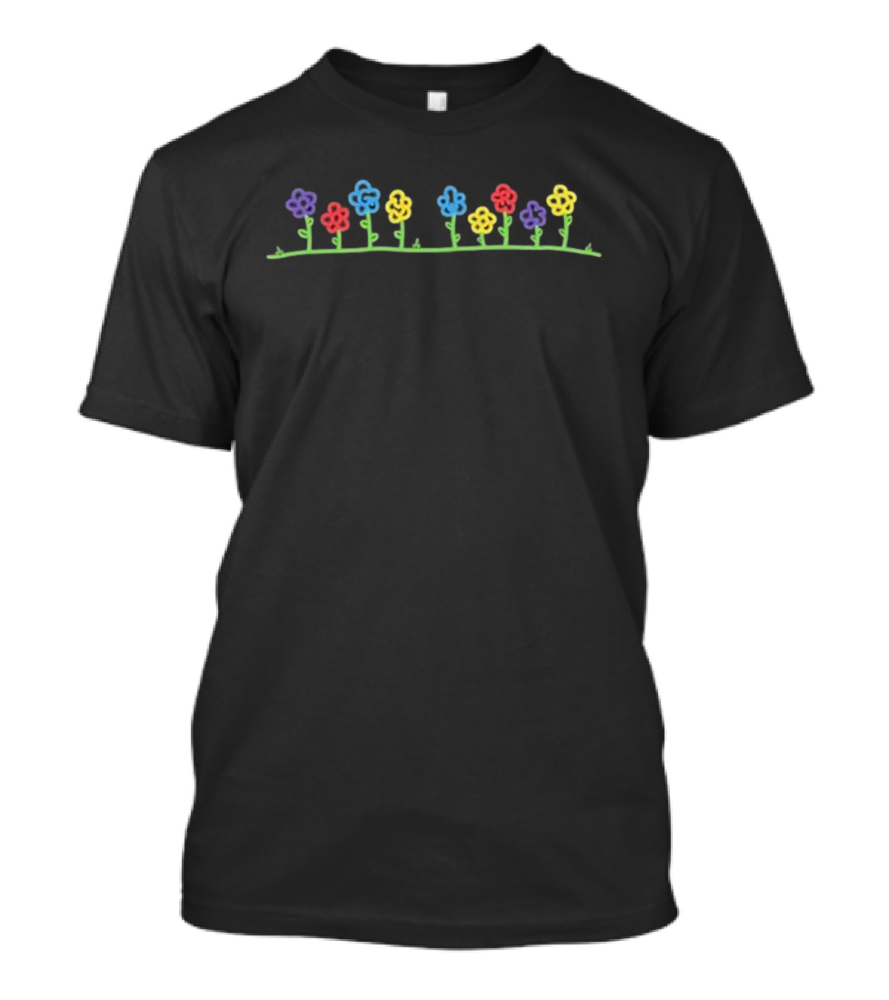 Oogy World Floral Lineup Vibrant Flower Field T-Shirt