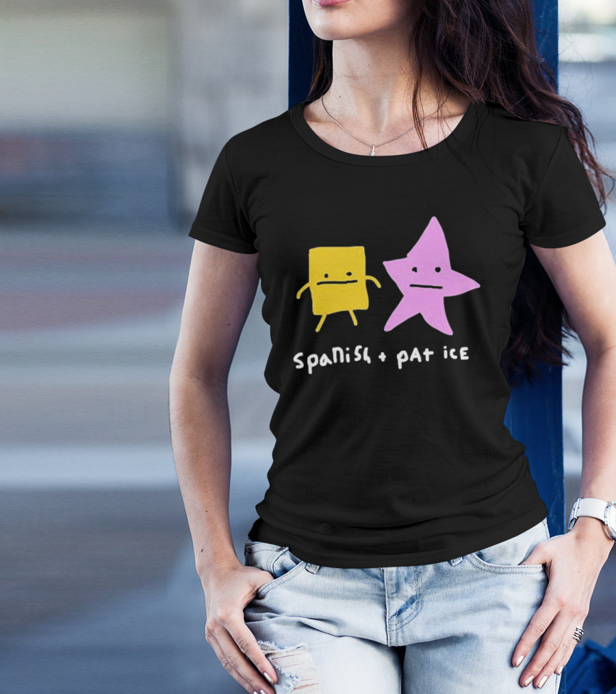 Spanish And Pat Ice Cartoon Square And Star Characters T-Shirt
