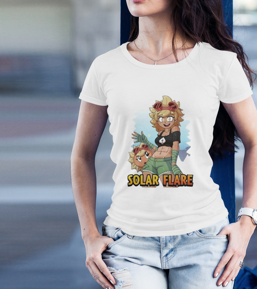 Solar Flare Anime Style Character With Blonde Hair And Goggles T-Shirt