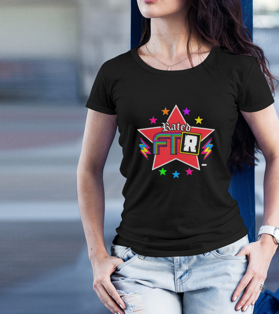 Rated FTR Adam Copeland AEW Star With Lightning And Colorful Retro Stars T-Shirt