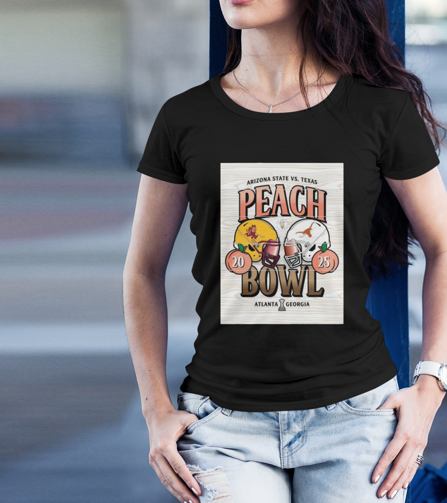Arizona State Vs Texas Peach Bowl 2025 Atlanta Georgia Helmet Clash T-Shirt