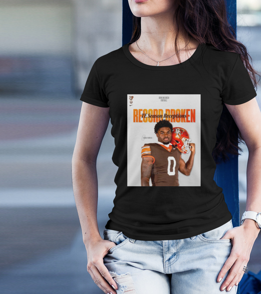 Bowling Green Falcons Football TE Season Receptions Record Broken Harold Fannin Jr T-Shirt