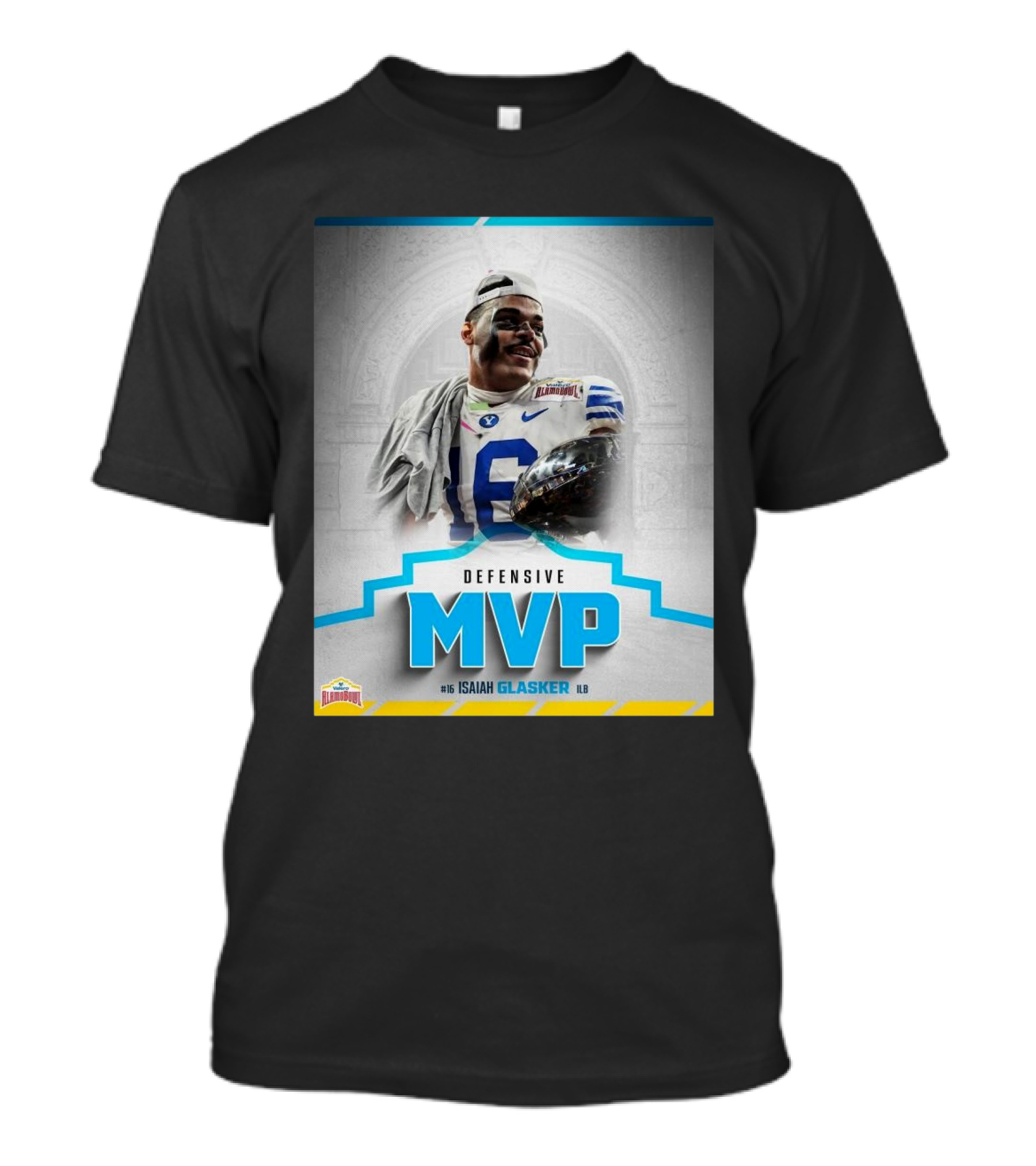 Valero Alamo Bowl 2024 Isaiah Glasker BYU Cougars Defensive MVP T-Shirt