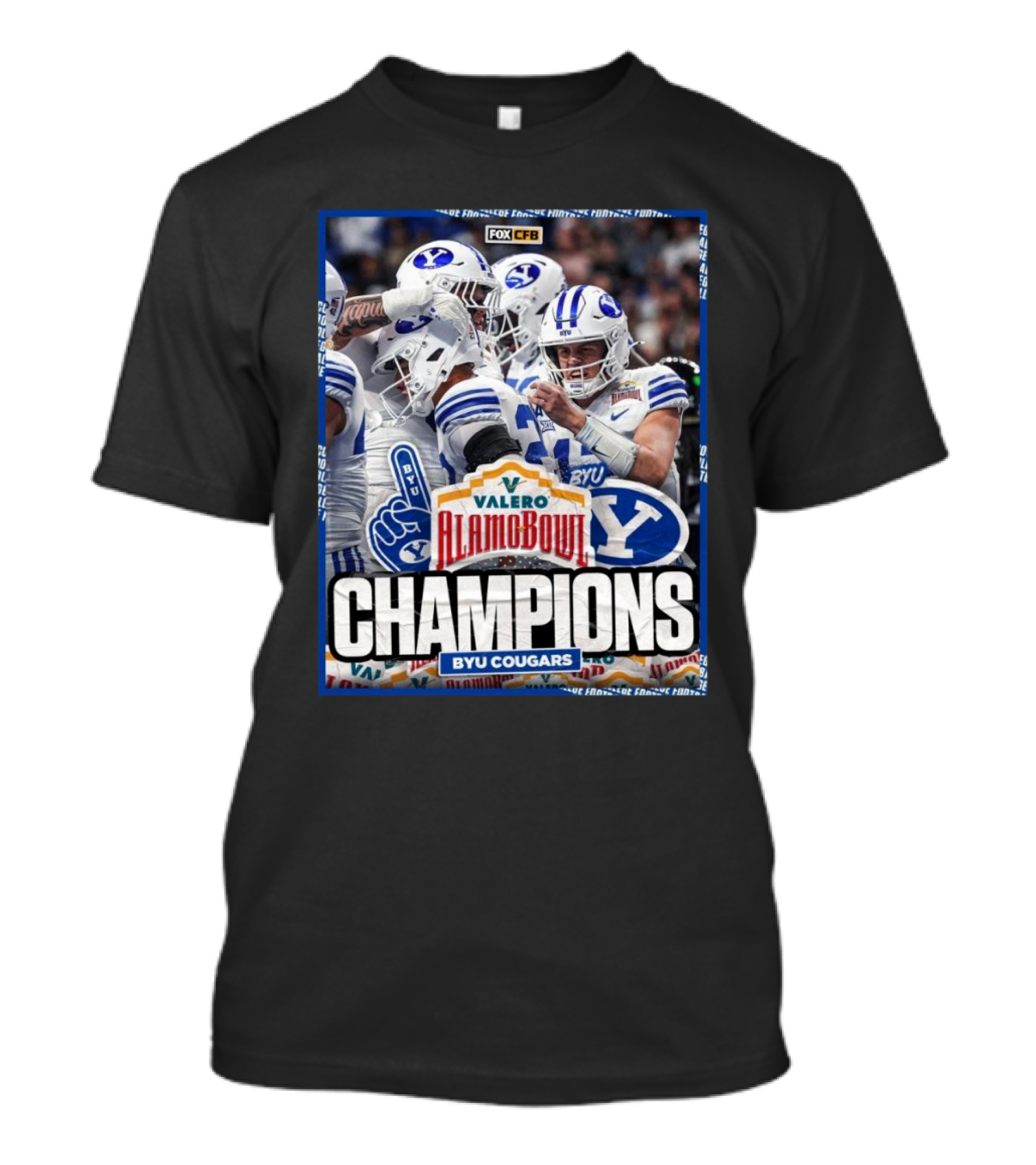 BYU Cougars Champions Valero Alamo Bowl FOX CFB T-Shirt