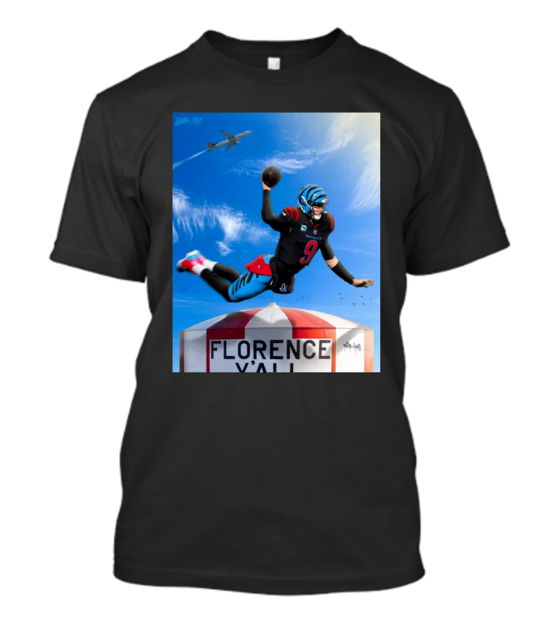 Cincinnati Bengals Joe Burrow 250+ Yard 3 TD Games Florence Y'All Water Tower T-Shirt
