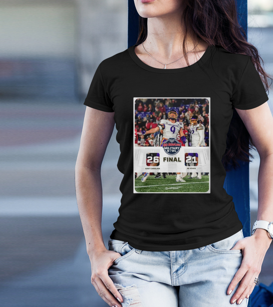Final East Carolina 26 NC State 21 Go Bowling Military Bowl T-Shirt