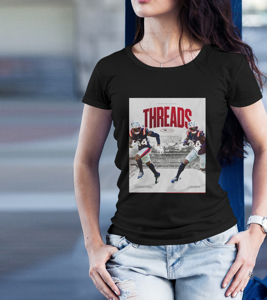 Blue On Silver Threads New England Patriots Vs Los Angeles Chargers Week 17 Dec 28 Gillette Stadium T-Shirt