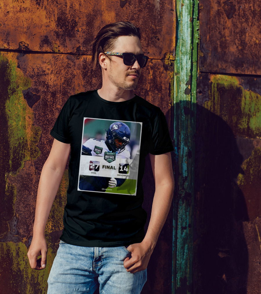 Final UConn Huskies Vs North Carolina Tar Heels 27–14 Fenway Bowl Victory T-Shirt