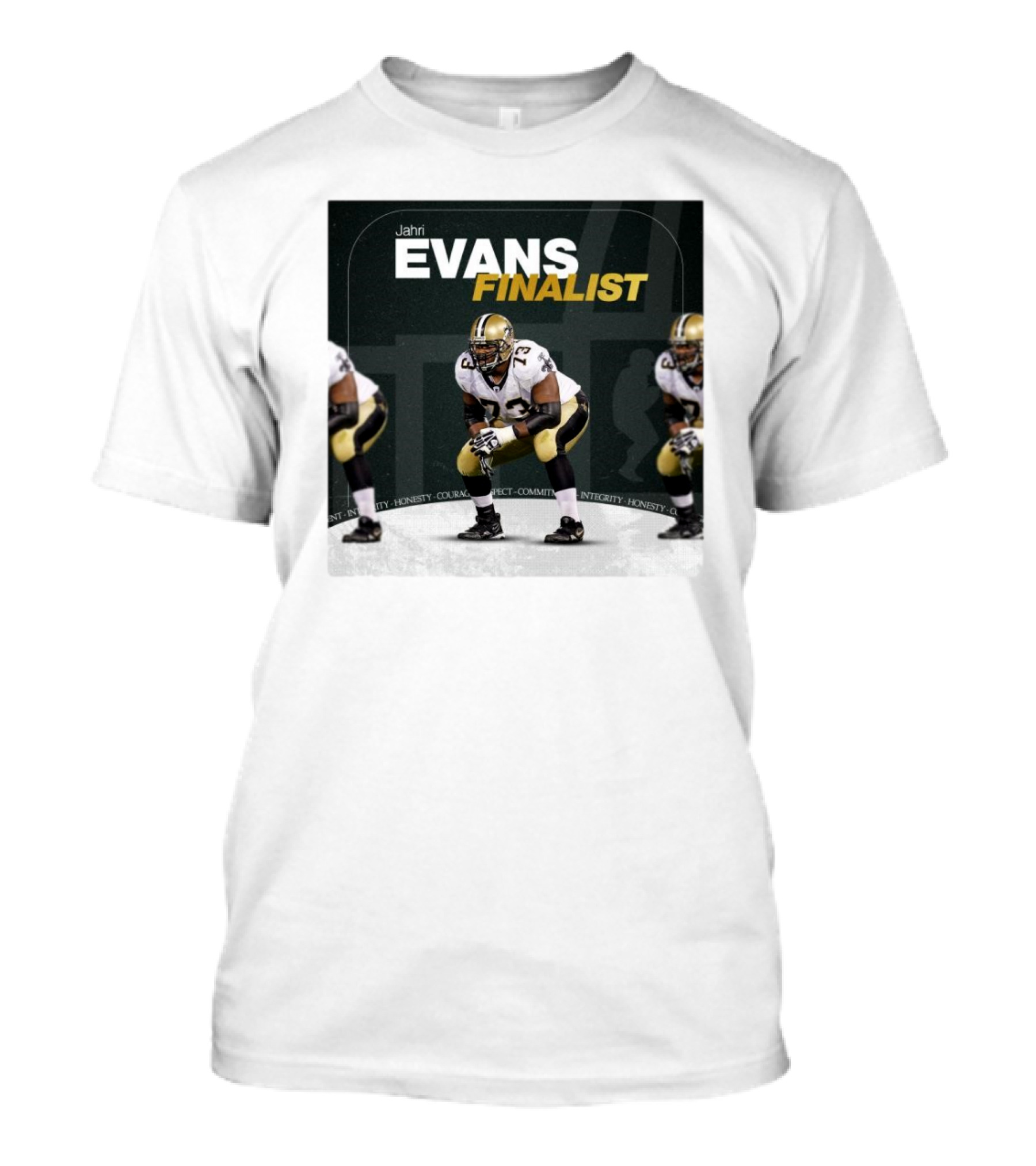 New Orleans Saints Jahri Evans Finalist Integrity Honesty Courage Respect Community T-Shirt