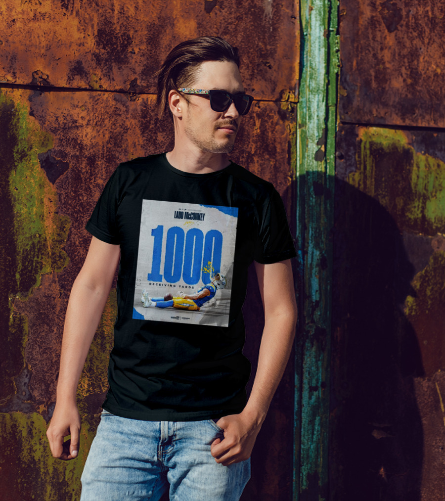 Ladd McConkey Los Angeles Chargers 1000 Receiving Yards Rookie Season NFL Achievement T-Shirt
