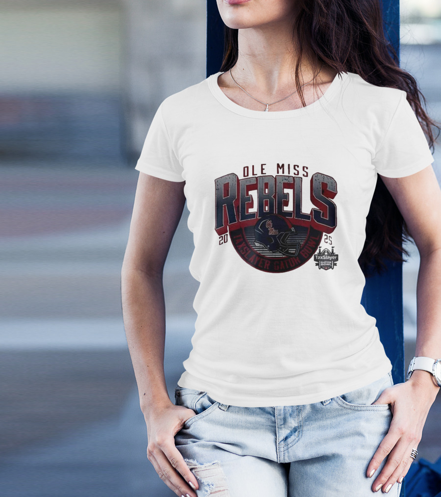 Ole Miss Rebels 2025 Taxslayer Gator Bowl Football Helmet T-Shirt
