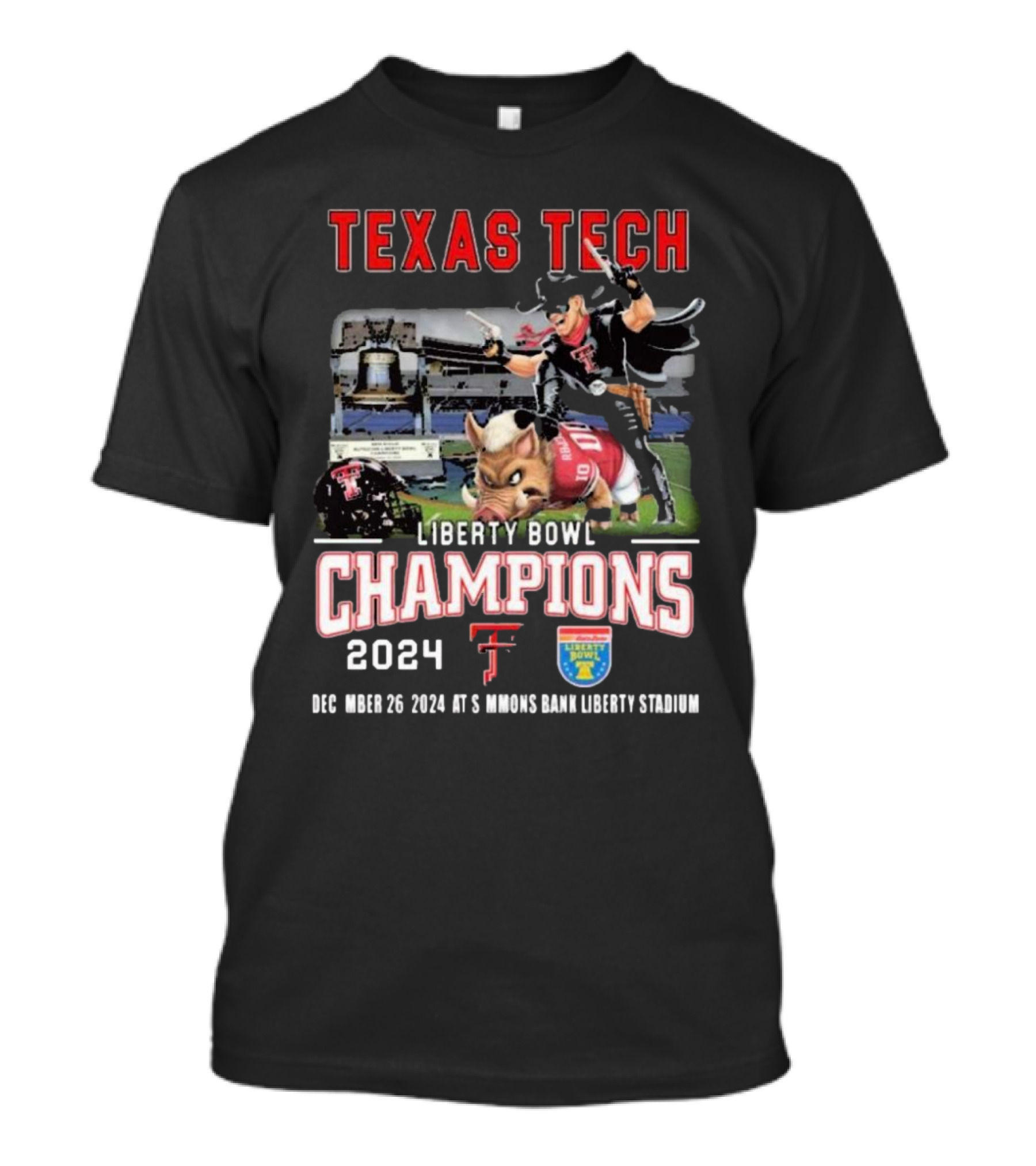 Texas Tech Liberty Bowl Champions 2024 December 26 Simmons Bank Liberty Stadium Mascot T-Shirt