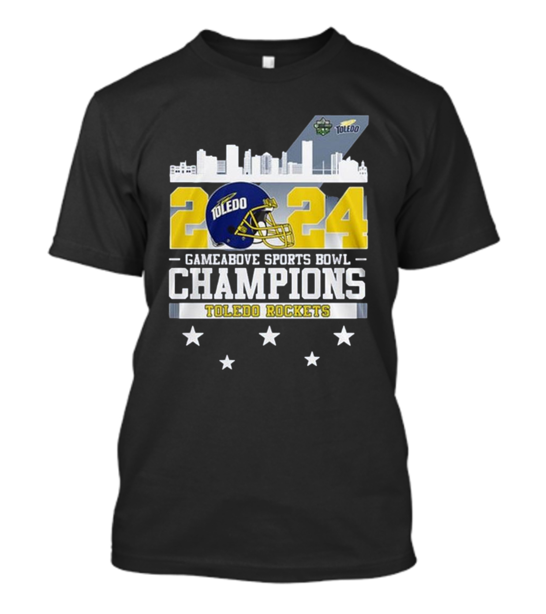 Toledo Rockets 2024 Gameabove Sports Bowl Champions Skyline T-Shirt