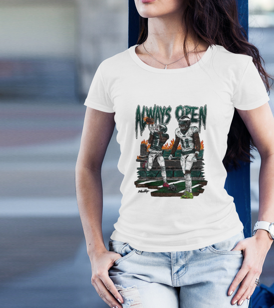 Philadelphia Eagles Always Open Football Flames T-Shirt