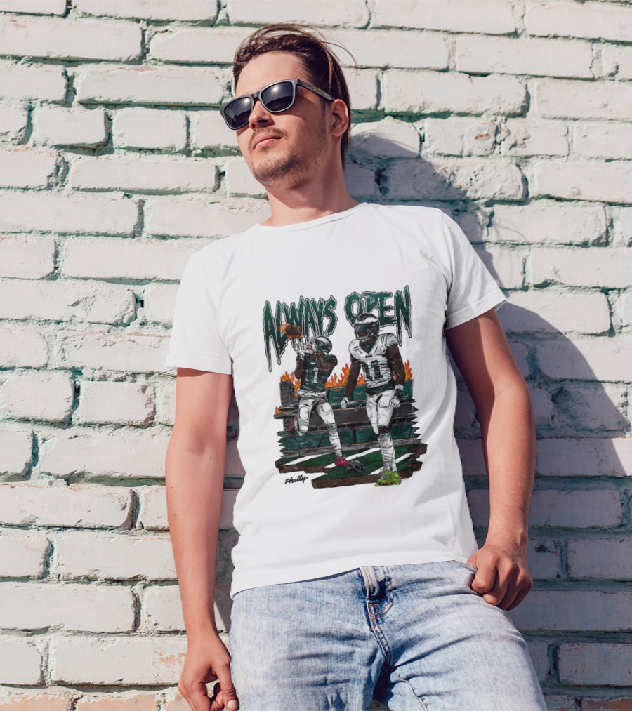 Philadelphia Eagles Always Open Football Flames T-Shirt
