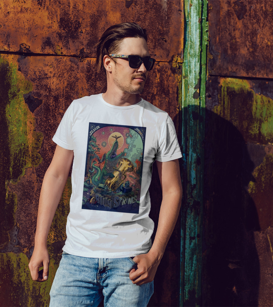 Billy Strings Dec 30 2024 Lakefront Arena New Orleans LA Alligator Playing Tuba Psychedelic T-Shirt