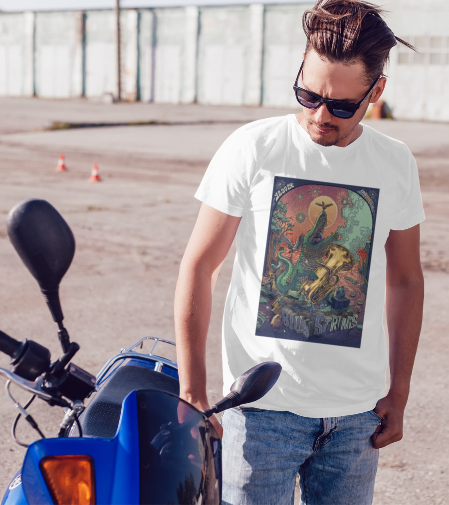 Billy Strings Dec 30 2024 Lakefront Arena New Orleans LA Alligator Playing Tuba Psychedelic T-Shirt