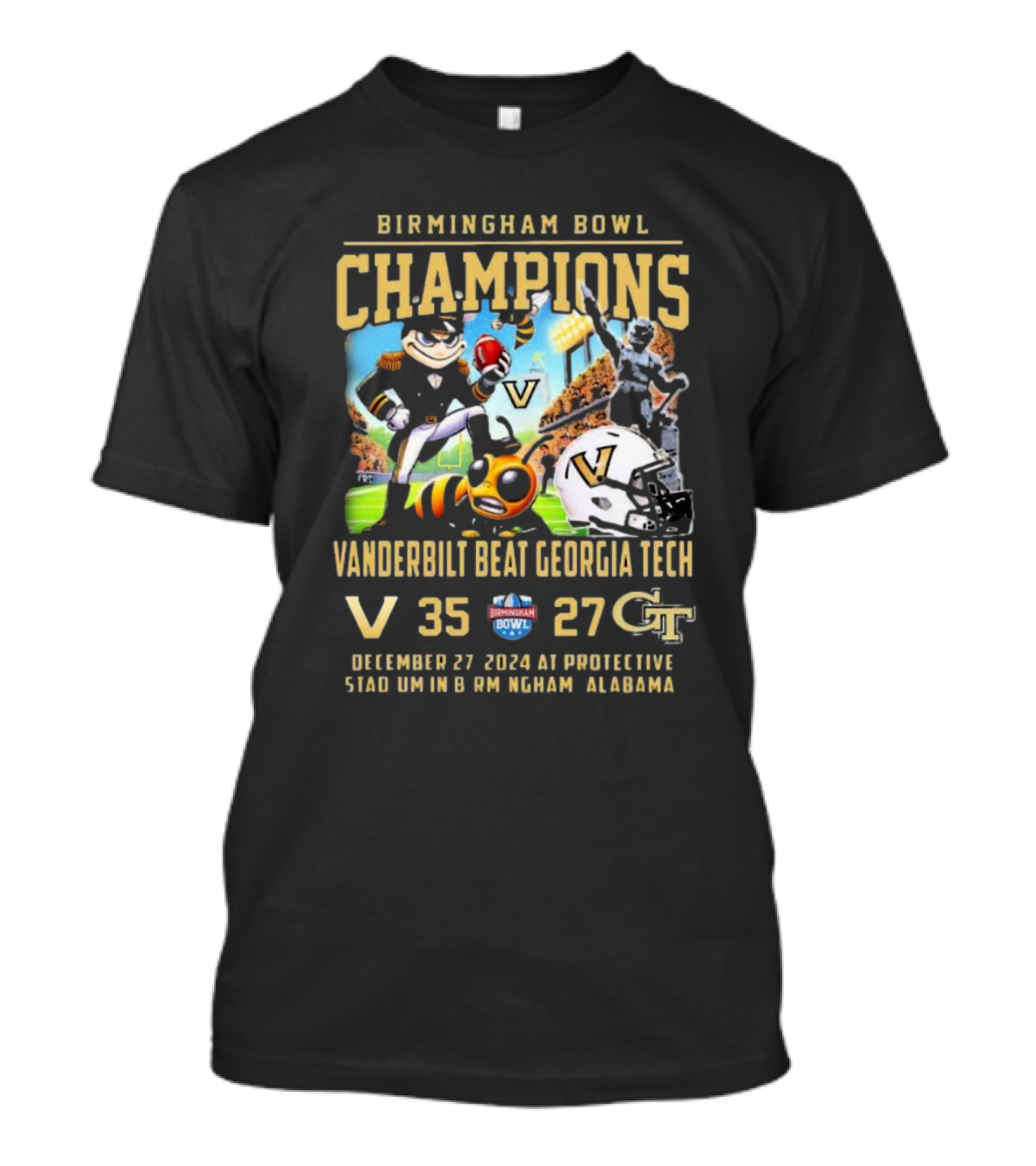 Birmingham Bowl Champions Vanderbilt Beat Georgia Tech 35-27 December 27 2024 Protective Stadium Birmingham Alabama T-Shirt