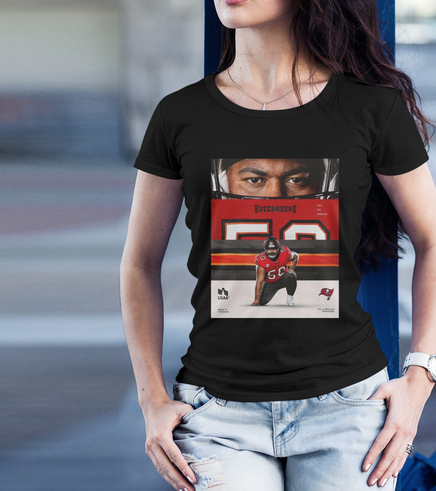 Vita Vea Buccaneers Vs Panthers Week 17 Threads Red On Pewter T-Shirt