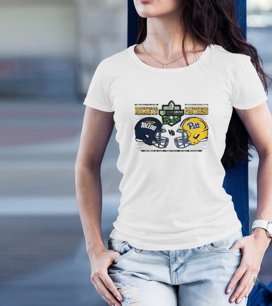 Toledo Rockets Vs Pitt Panthers Gameabove Sports Bowl December 26th 2024 Head To Head Football Matchup T-Shirt