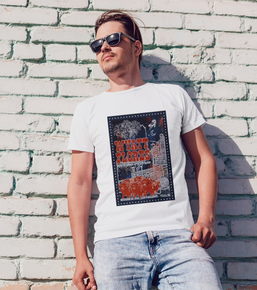 Wyatt Flores With T.J. Carroll And Wyatt Baker At Cain’s Ballroom Tulsa Dec 30 T-Shirt