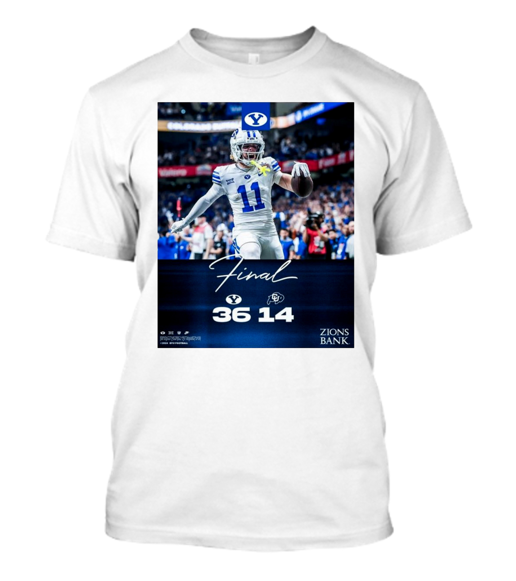 Final BYU Cougars 36 Colorado Buffaloes 14 Alamo Bowl 2024 Zions Bank T-Shirt