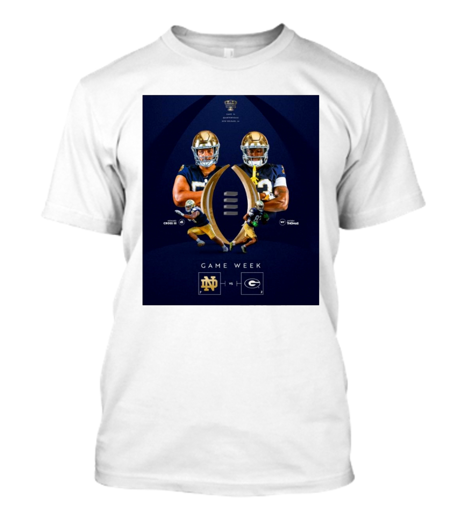 Howard Cross III Jayden Thomas Notre Dame Fighting Irish Vs Georgia Bulldogs Game Week Matchup T-Shirt
