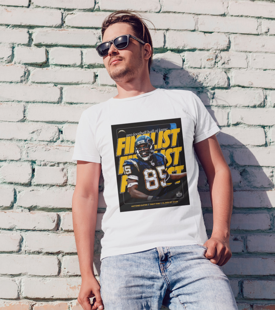 Los Angeles Chargers NFL Antonio Gates Tight End Pro Football Hall Of Fame Finalist Class Of 2025 T-Shirt