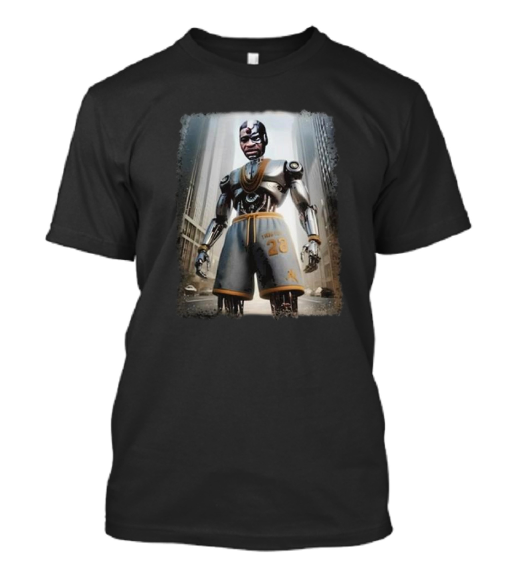 0Xerrl George Droyd In Loving Memory Robotic Figure With Urban Background T-Shirt