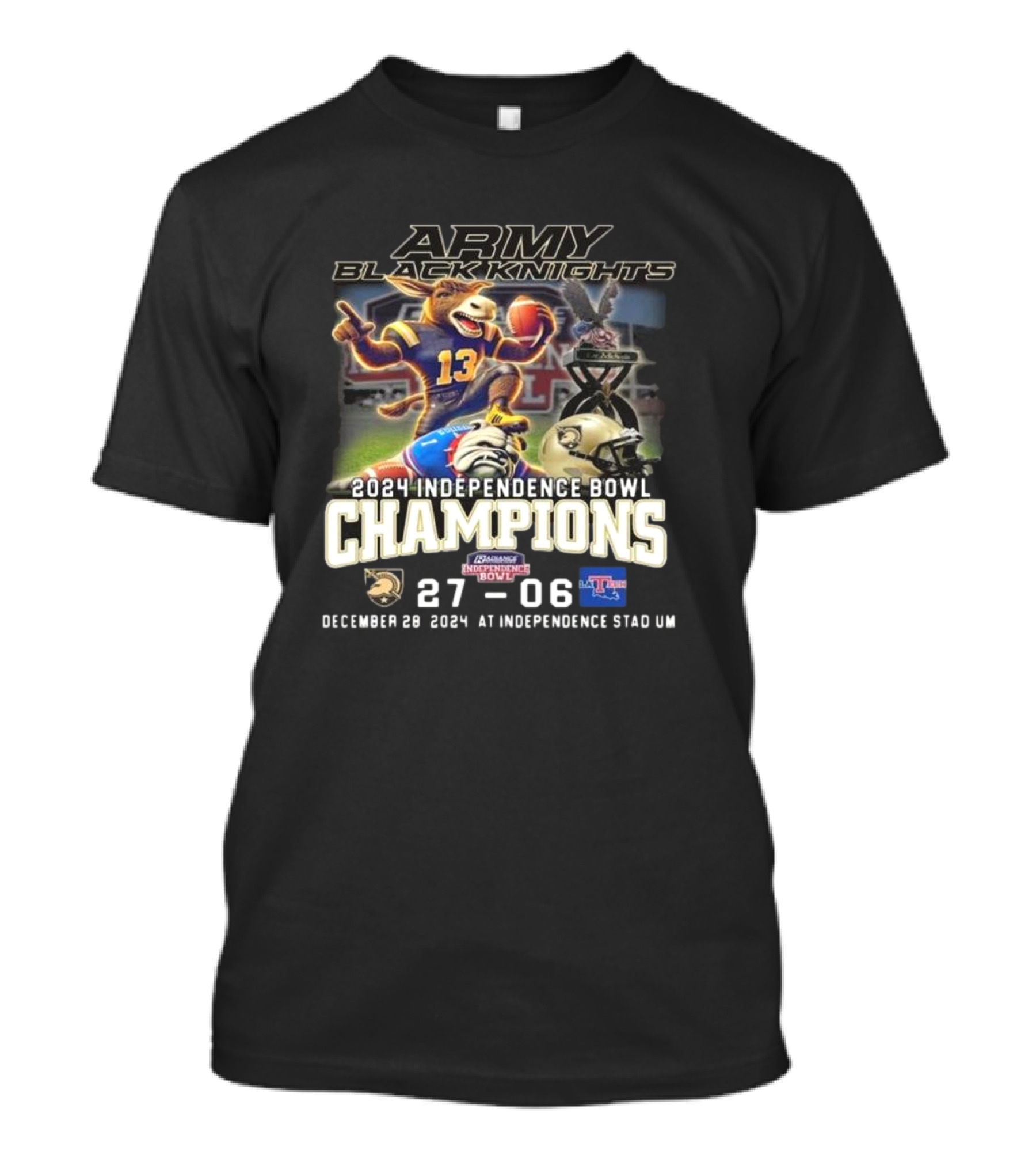 Army Black Knights 2024 Independence Bowl Champions 27-06 Louisiana Tech Bulldogs December 28 Independence Stadium T-Shirt