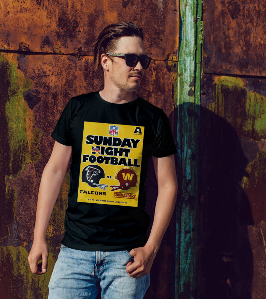 NFL Sunday Night Football Atlanta Falcons Vs Washington Commanders Northwest Stadium Landover MD 8:15 PM T-Shirt