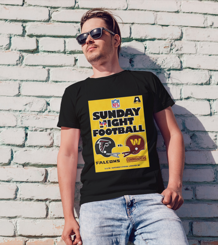 NFL Sunday Night Football Atlanta Falcons Vs Washington Commanders Northwest Stadium Landover MD 8:15 PM T-Shirt