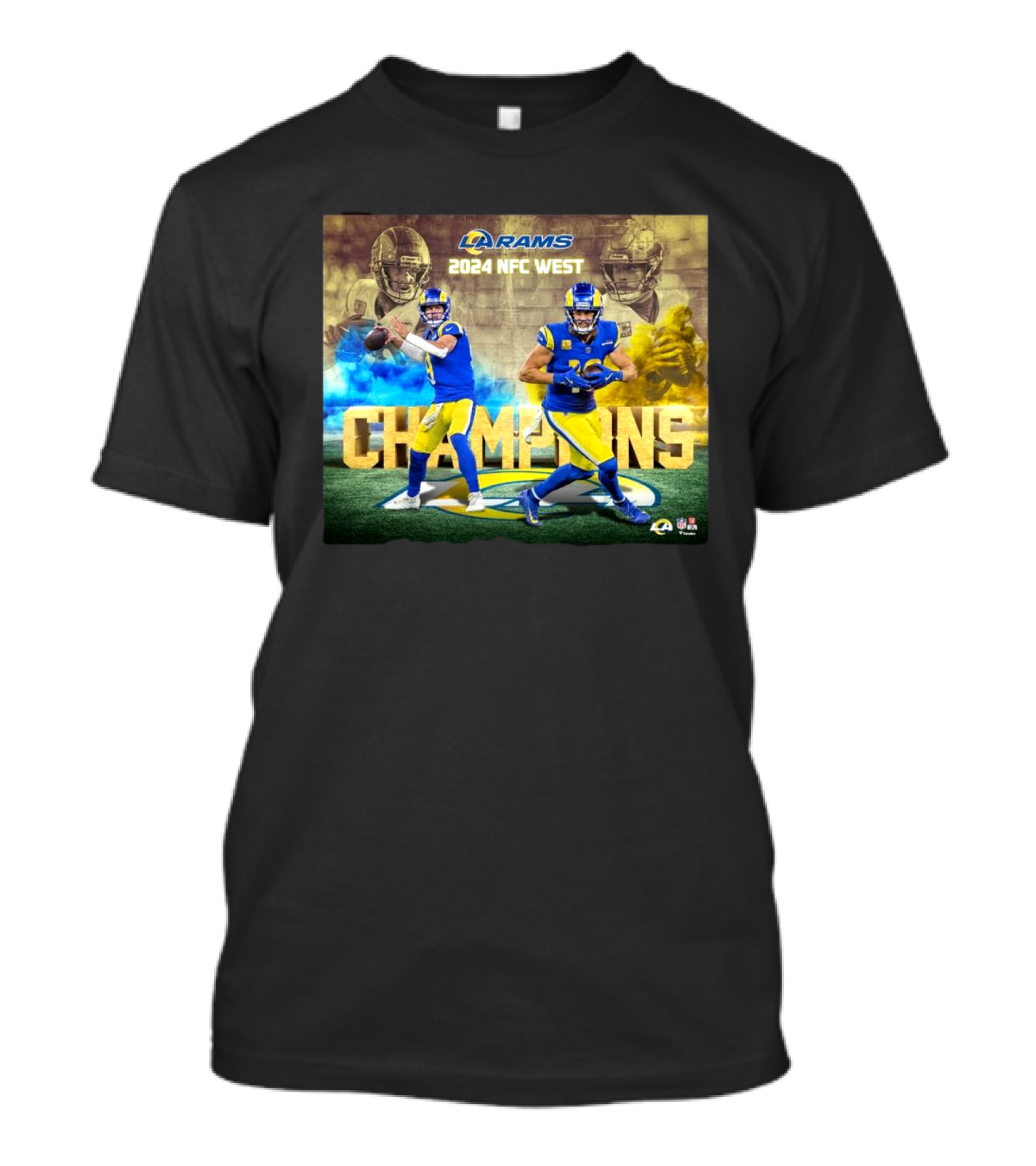 Los Angeles Rams 2024 NFC West Champions NFL Players In Action T-Shirt