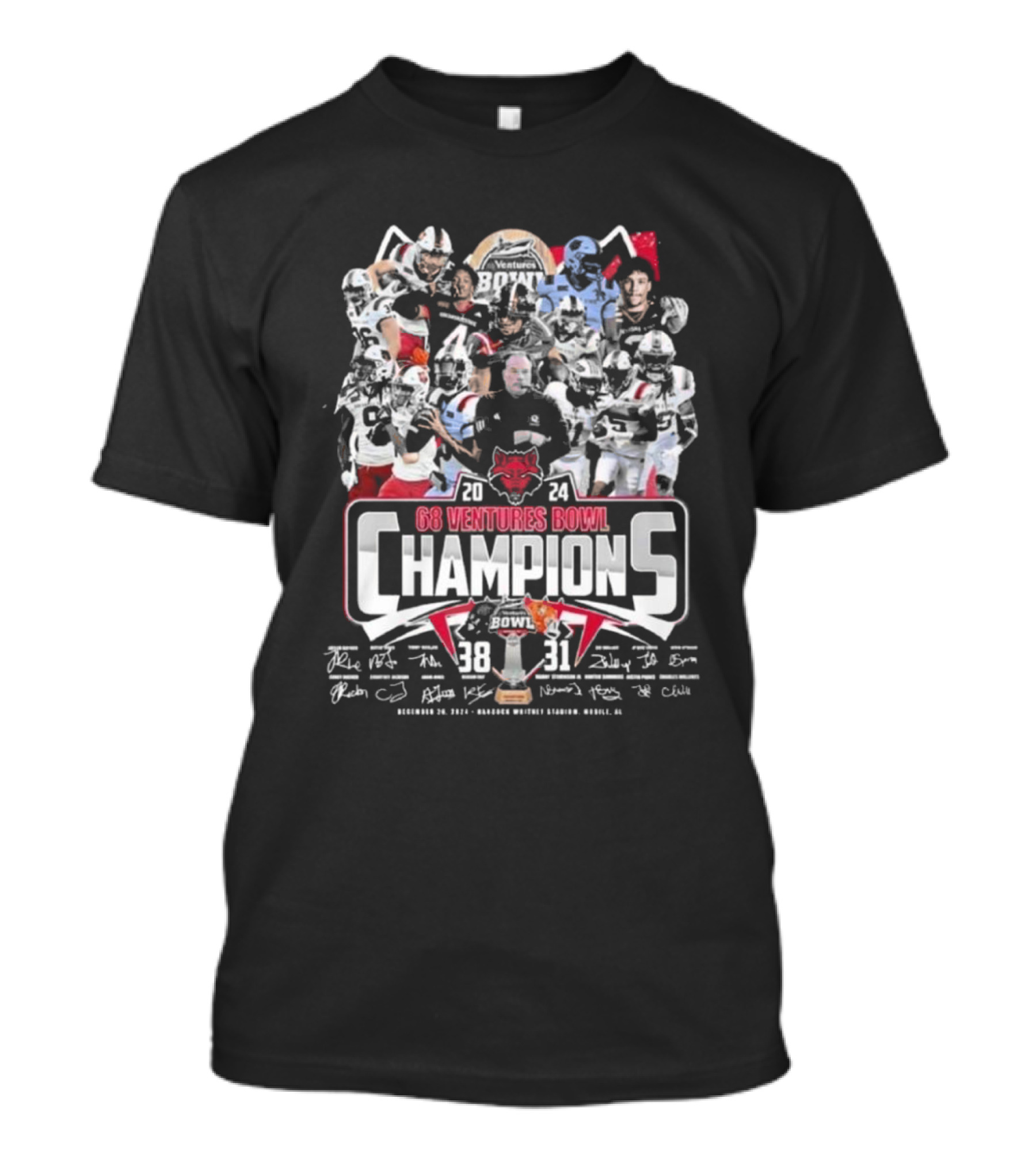 68 Ventures Bowl Champions 2024 Red Wolves 38-31 T-Shirt