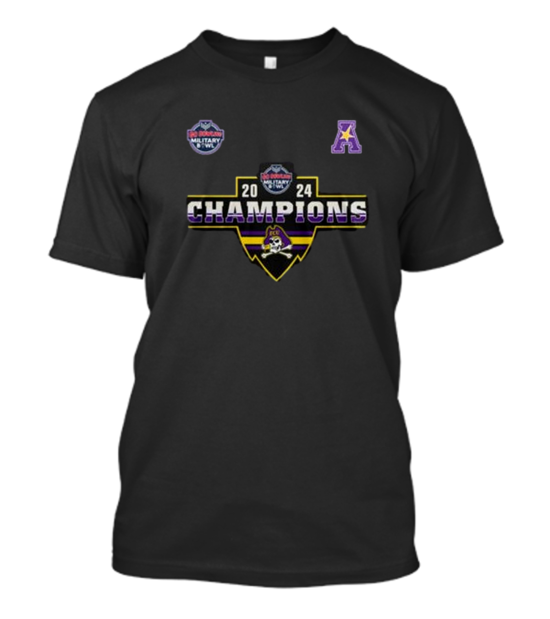 East Carolina Pirates 2024 Military Bowl Champions Celebration T-Shirt