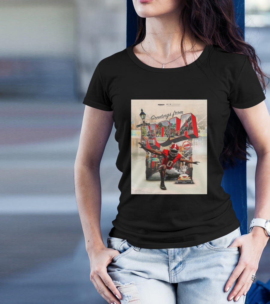 Greetings From NOLA Georgia Bulldogs Have Touched Down With New Orleans Street Background T-Shirt