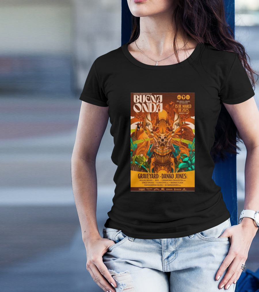 Buena Onda São Paulo Brazil Mar 15 2025 Graveyard Danko Jones Molino Negro Bike Camarones Orquestra Guitarrística T-Shirt