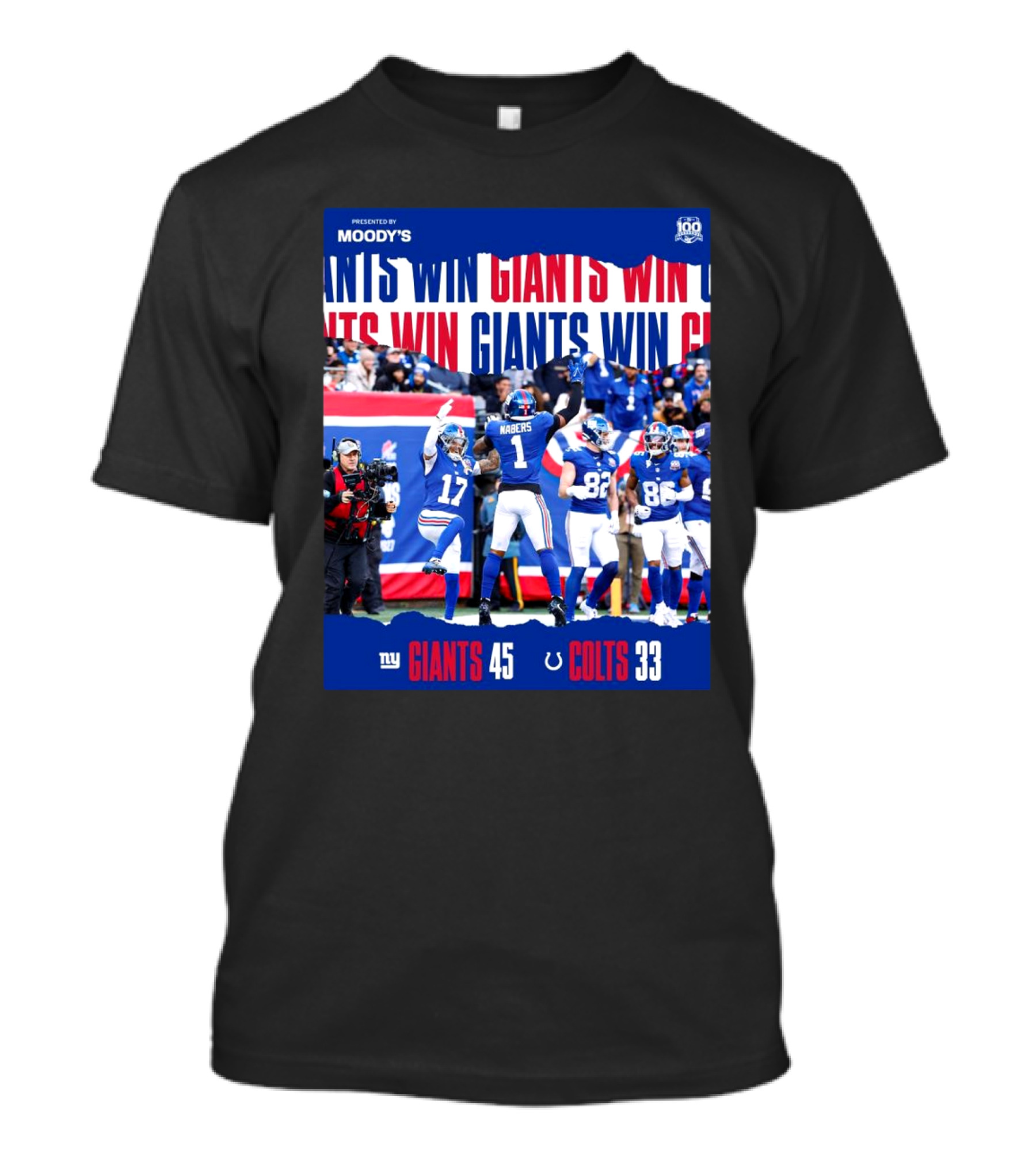 New York Giants Win 45-33 Against Indianapolis Colts Presented By Moody’s T-Shirt