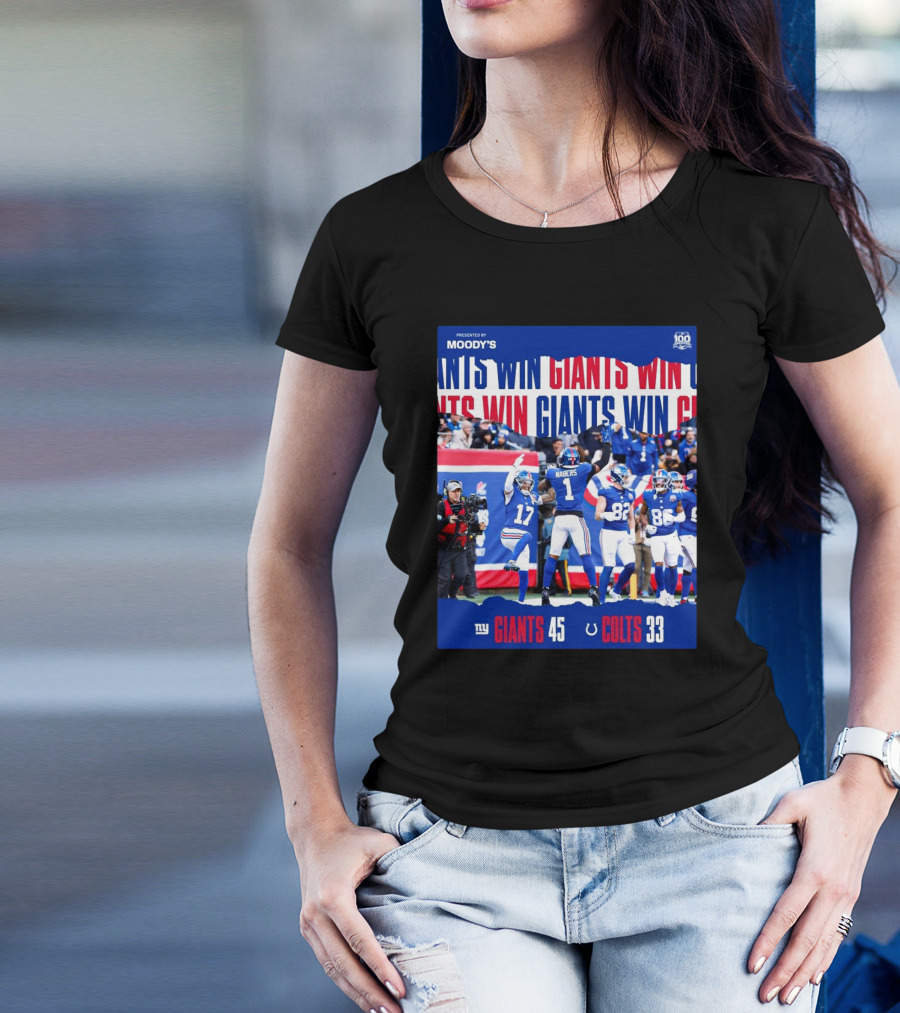 New York Giants Win 45-33 Against Indianapolis Colts Presented By Moody’s T-Shirt
