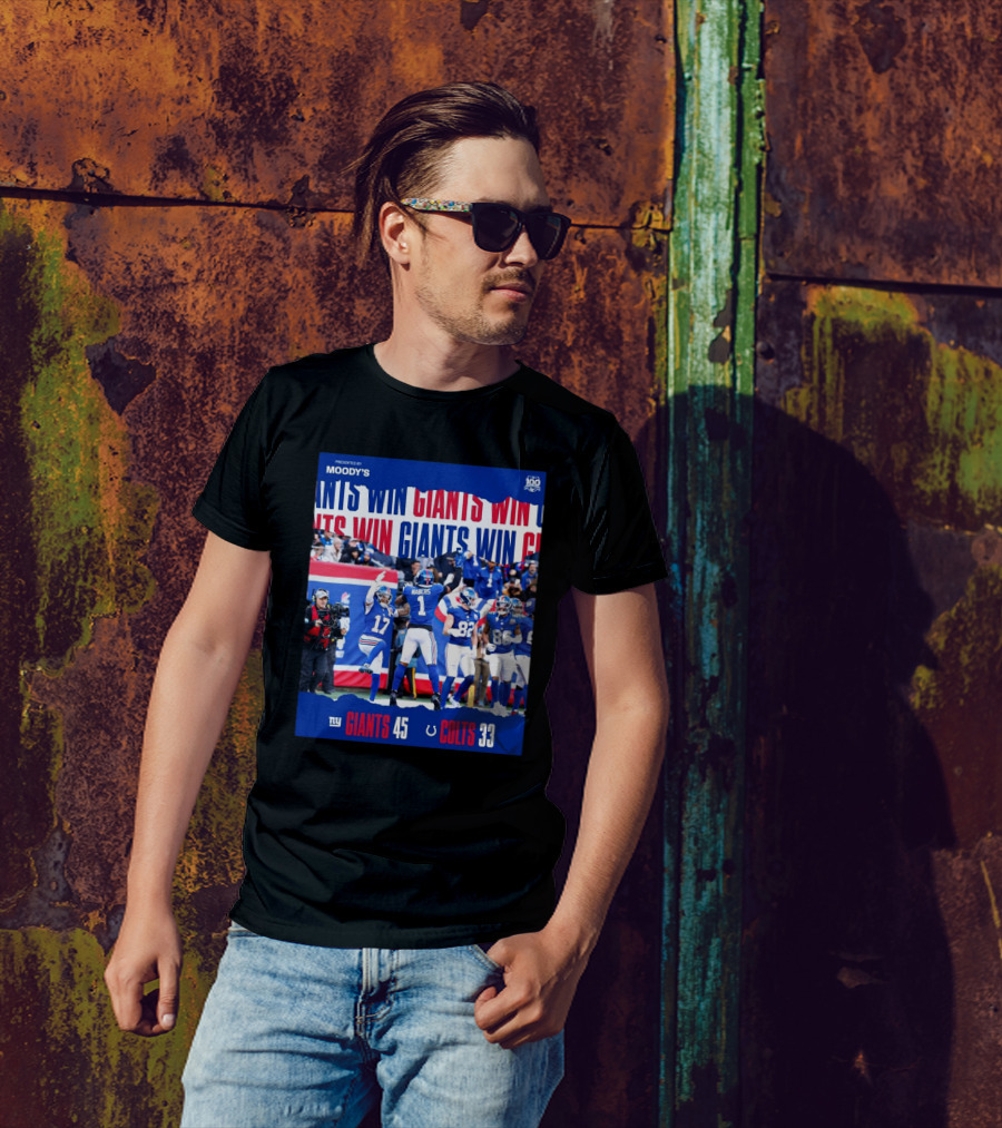 New York Giants Win 45-33 Against Indianapolis Colts Presented By Moody’s T-Shirt