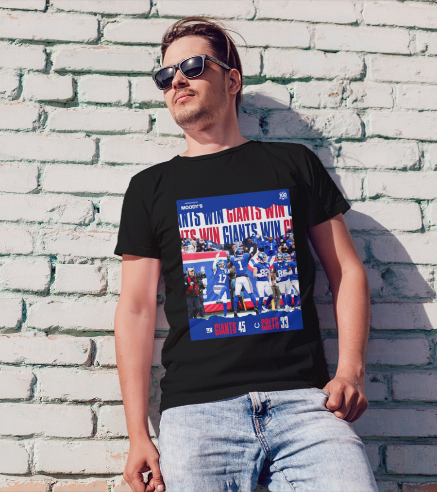New York Giants Win 45-33 Against Indianapolis Colts Presented By Moody’s T-Shirt