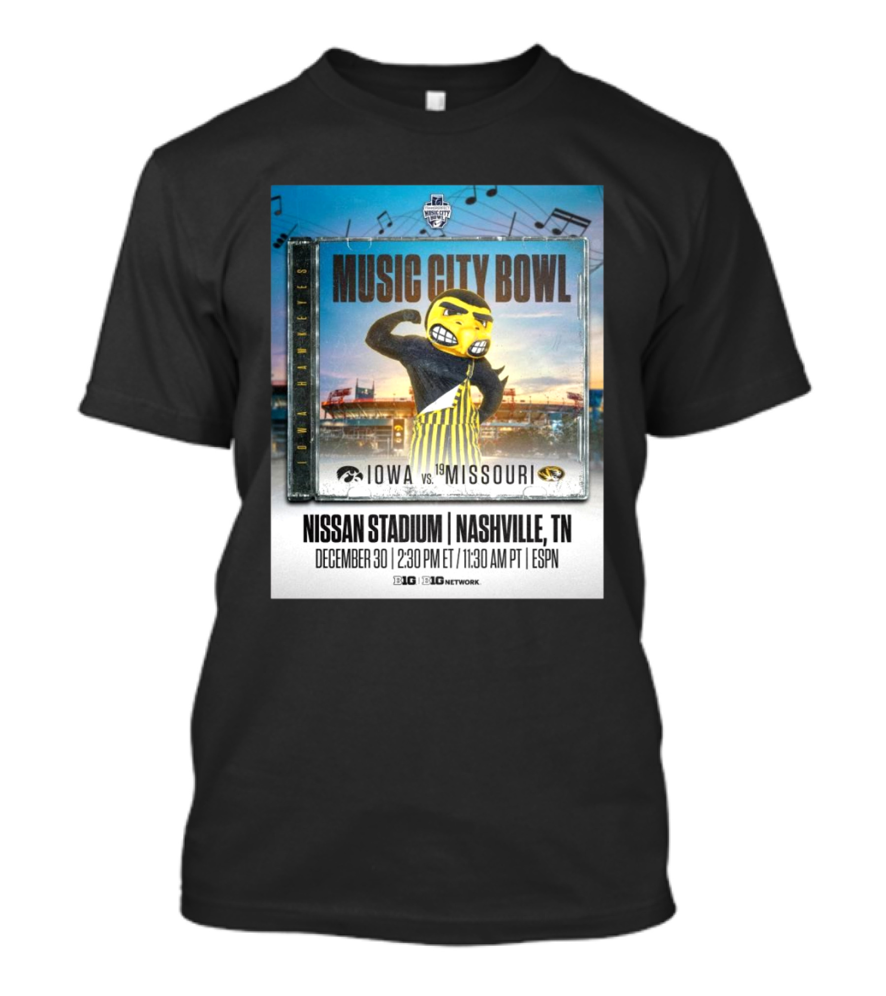 Iowa Hawkeyes Vs Missouri Tigers Music City Bowl Nissan Stadium Nashville December 30 T-Shirt