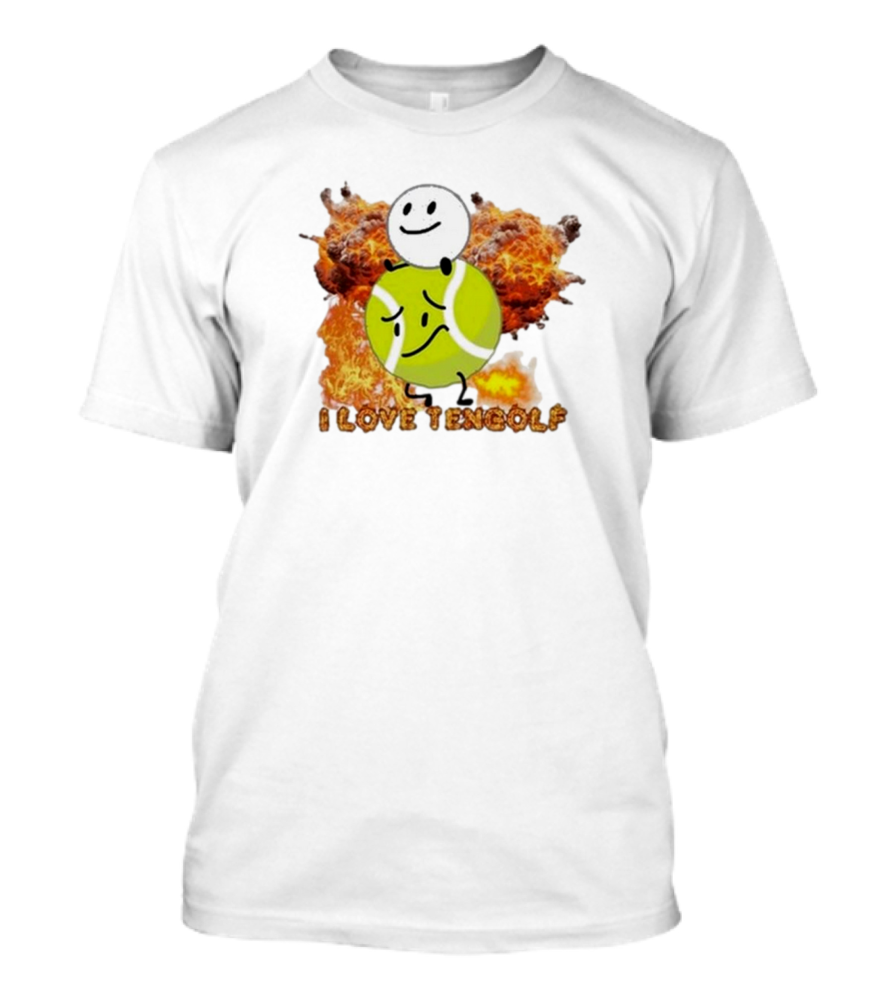 I Love Tengolf Tennis Ball Stick Figure With Explosive Background T-Shirt