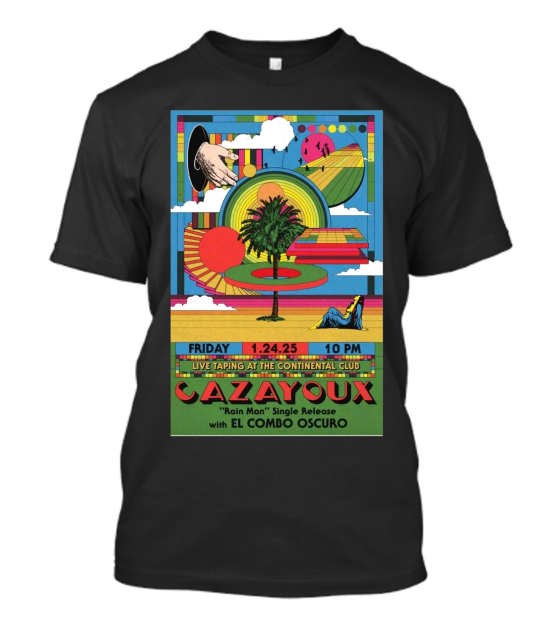 Friday January 24 2025 Live Taping At The Continental Club Cazayoux Rain Man Single Release With El Combo Oscuro T-Shirt