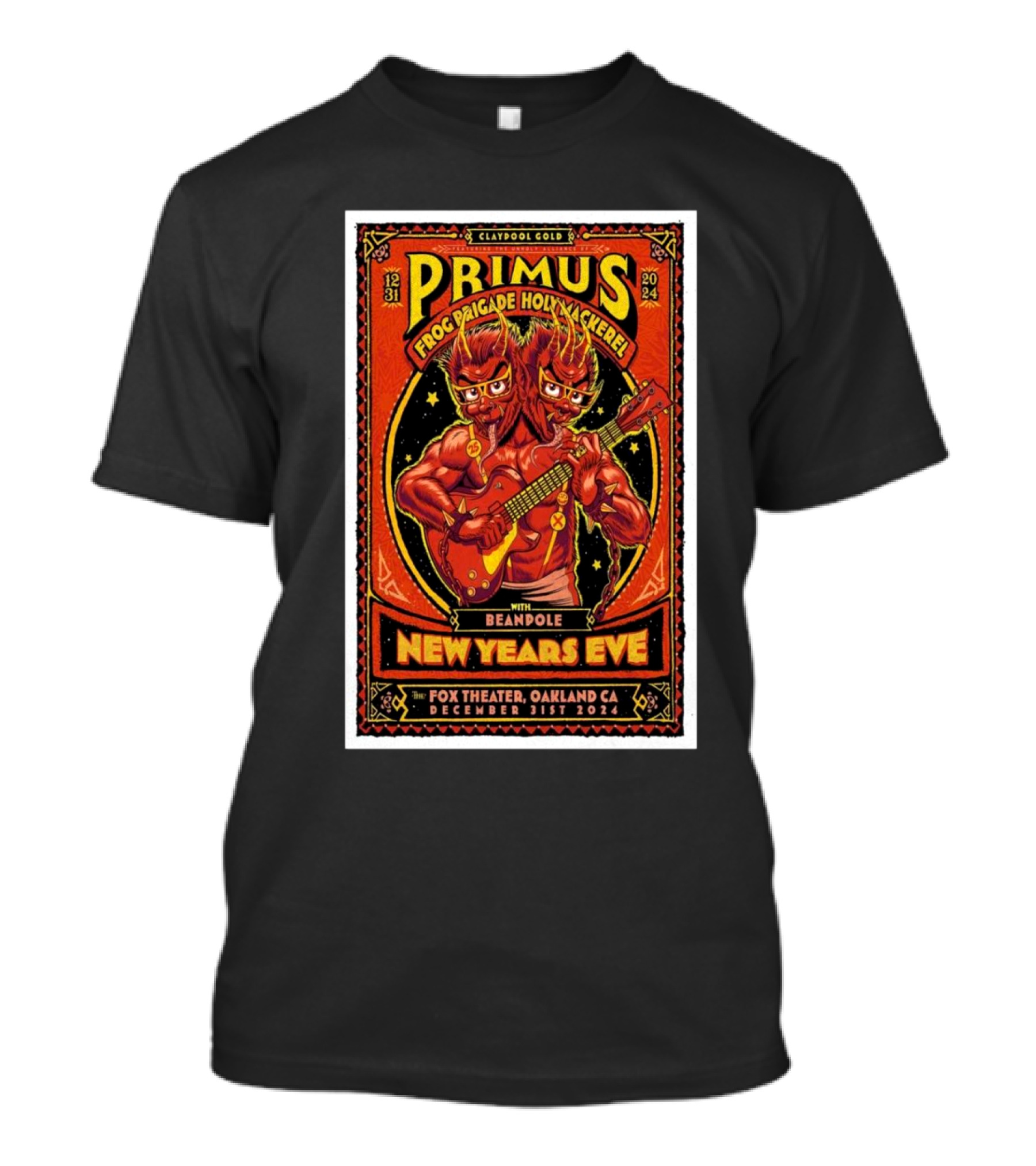 Primus Frog Brigade Holy Mackerel New Years Eve 2024 Oakland CA Claypool Lennon Delirium T-Shirt