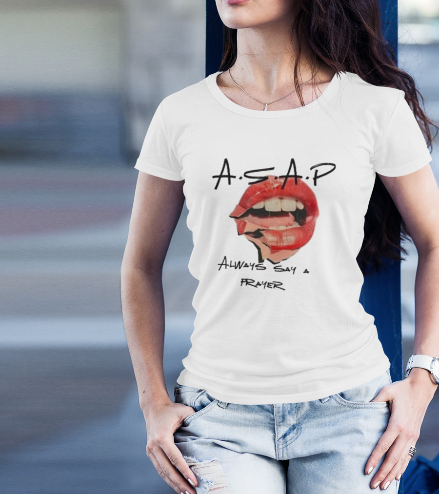 A.S.A.P Always Say A Prayer Bold Red Lips T-Shirt