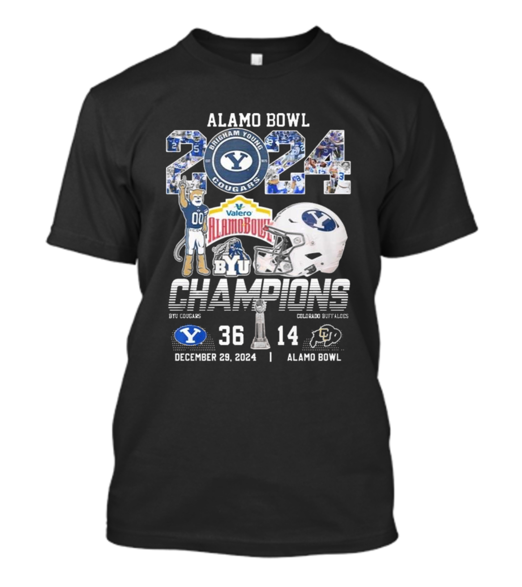 Alamo Bowl 2024 Champions BYU Cougars 36-14 Colorado December 29 Valero Alamo Bowl T-Shirt